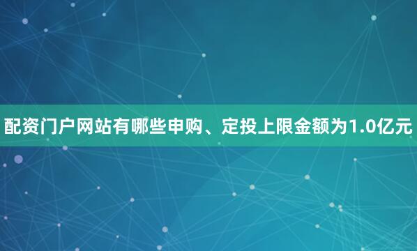 配资门户网站有哪些申购、定投上限金额为1.0亿元
