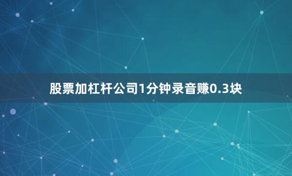 股票加杠杆公司1分钟录音赚0.3块
